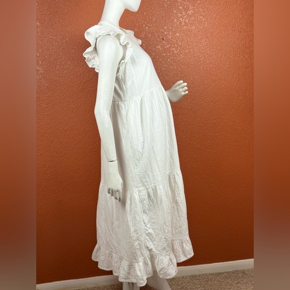 Universal Thread Cream 100% Cotton Long Sleeve Dress Size Medium - Picture 11 of 17